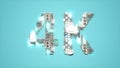 modern lighting cybernetical text 4K on blue backdrop - abstract 3D rendering