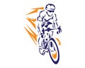 Modern Lightning Speed Cyclist In Action Silhouette Logo Royalty Free Stock Photo