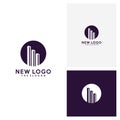 Modern line art City logo template, Simple City logo design vector Royalty Free Stock Photo