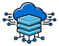 Modern line art illustration of a cloud server infrastructure depicting data connectivity for technology solutions Royalty Free Stock Photo
