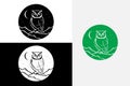 modern line art owl circle vector white logo sample clean design art Royalty Free Stock Photo