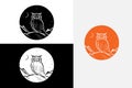 modern line art owl circle vector white logo sample clean design art Royalty Free Stock Photo