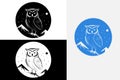 modern line art owl circle vector white logo sample clean design art Royalty Free Stock Photo