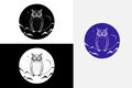 modern line art owl circle vector white logo sample clean design art Royalty Free Stock Photo