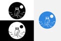 modern line art owl circle vector white logo sample clean design art Royalty Free Stock Photo