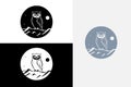 modern line art owl circle vector white logo sample clean design art Royalty Free Stock Photo