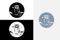 modern line art owl circle vector white logo sample clean design art Royalty Free Stock Photo