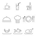 Modern Line Chef Restaurant Food Cuisine Icons and