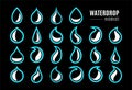 Modern line fresh aqua water droplet icon design set