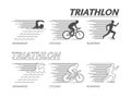 Modern line logo triathlon. Flat black logo triathlon. Royalty Free Stock Photo