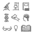 Modern Line Science Knowledge Study Icons and