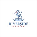 Modern line of standing stork illustration for logo design Royalty Free Stock Photo