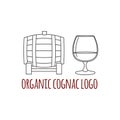 Modern line style logo, branding, logotype, badge with brandy Royalty Free Stock Photo