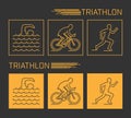 Modern line triathlon symbol. Royalty Free Stock Photo