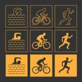 Modern line triathlon symbol.