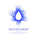 Modern line vector logo of the water drop. Illustration in a minimalistic style Royalty Free Stock Photo
