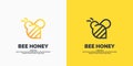 Modern linear logos for beekeepers. The stickers on the products of the apiary. Vector label for bee honey.