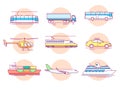 Set of concept line icons transportation