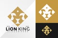 Modern Lion King Crown Logo Design Vector illustration template Royalty Free Stock Photo