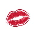 Modern Lips prints on a white background. Vector womans girl lipstick kiss mark.