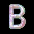 Modern Liquid Marble Holographic 3D illustration Letter B Uppercase