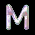 Modern Liquid Marble Holographic 3D illustration Letter M Uppercase