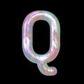 Modern Liquid Marble Holographic 3D illustration Letter Q Uppercase