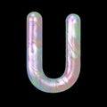 Modern Liquid Marble Holographic 3D illustration Letter U Uppercase