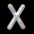 Modern Liquid Marble Holographic 3D illustration Letter X Uppercase