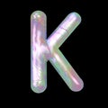 Modern Liquid Marble Holographic 3D illustration Letter K Uppercase