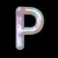 Modern Liquid Marble Holographic 3D illustration Letter P Uppercase