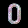 Modern Liquid Marble Holographic 3D illustration Letter Symbol Exclamation Mark