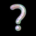 Modern Liquid Marble Holographic 3D illustration Letter Symbol Question Mark