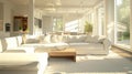 a modern living room adorned with elegant white furniture, inspired by the serene beauty of Dutch landscapes, exuding a