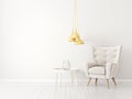 modern living room with armchair and lamp. scandinavian interior design furniture. Royalty Free Stock Photo