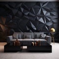 A modern living room with a 3D geometric wall pattern Royalty Free Stock Photo