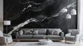 Modern Living Room Black Marble Wall Interior Design Royalty Free Stock Photo