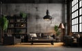 Modern living room in a dark style. A stylish office of a psychologist, a sofa and an armchair Royalty Free Stock Photo