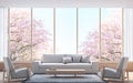Modern living room decorate room with wood 3d rendering image