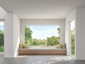 Modern living room with garden view  3d render Royalty Free Stock Photo