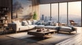 Modern living room. Generative AI. Royalty Free Stock Photo
