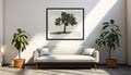 Modern living room with indoor plants and elegant decor generated by AI Royalty Free Stock Photo