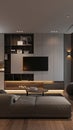 Modern living room interior with ambient lighting