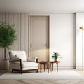 Modern living room interior with door and armchair 3d rendering Royalty Free Stock Photo