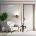 Modern living room interior with door and armchairs 3d rendering Royalty Free Stock Photo
