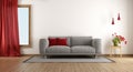 Modern living room interior gray sofa Royalty Free Stock Photo