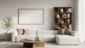 Modern Living Room Interior with a White Sofa and Blank Picture Frame Royalty Free Stock Photo