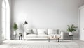 Modern living room interior with white theme. Generative ai Royalty Free Stock Photo