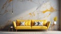 Modern living room interior yellow sofa, Generate with Ai