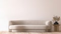 Modern living room mockup, beige minimal sofa on empty wall background Royalty Free Stock Photo